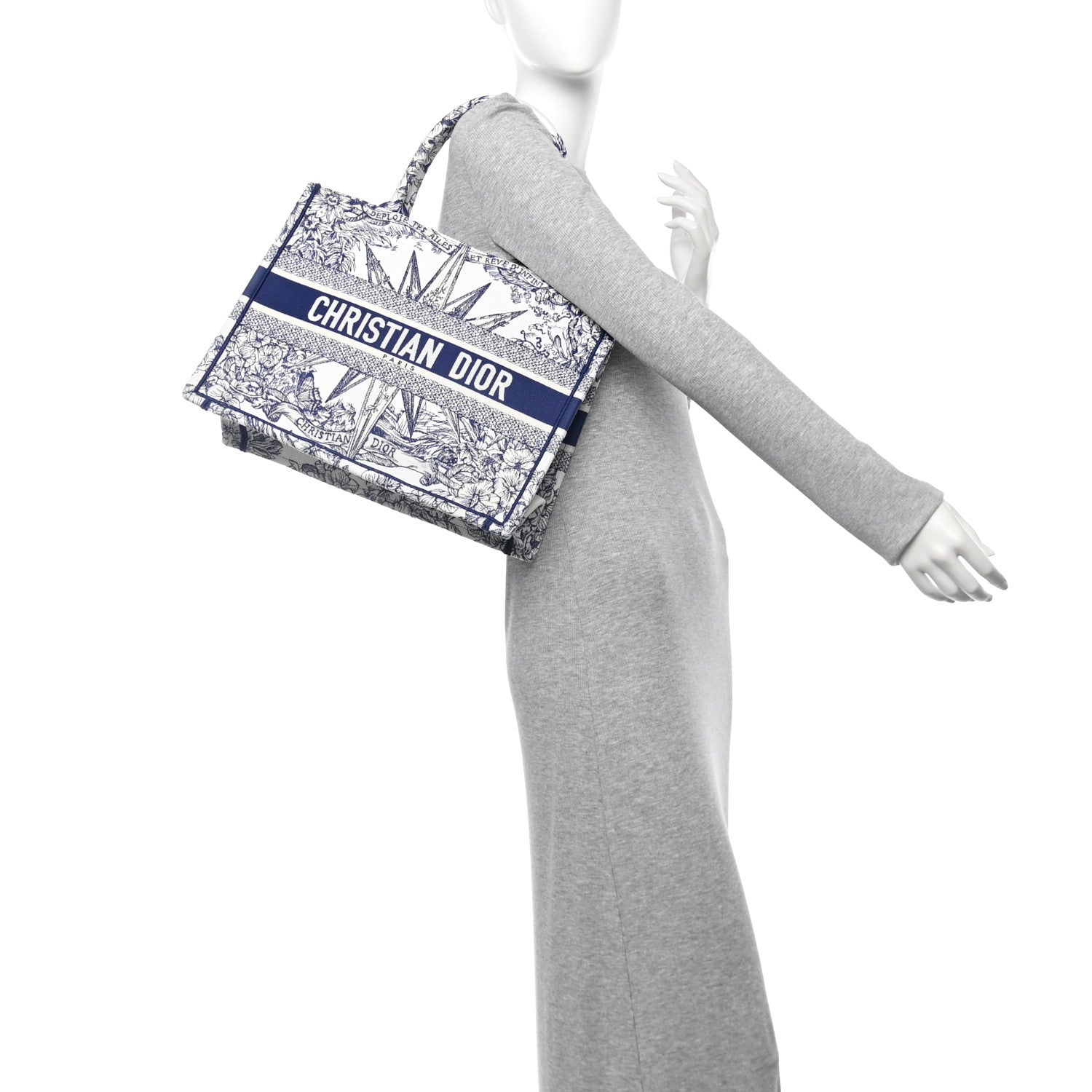 Christian Dior Canvas Embroidered Medium Reve d'Infini Book Tote Blue 2 of 12