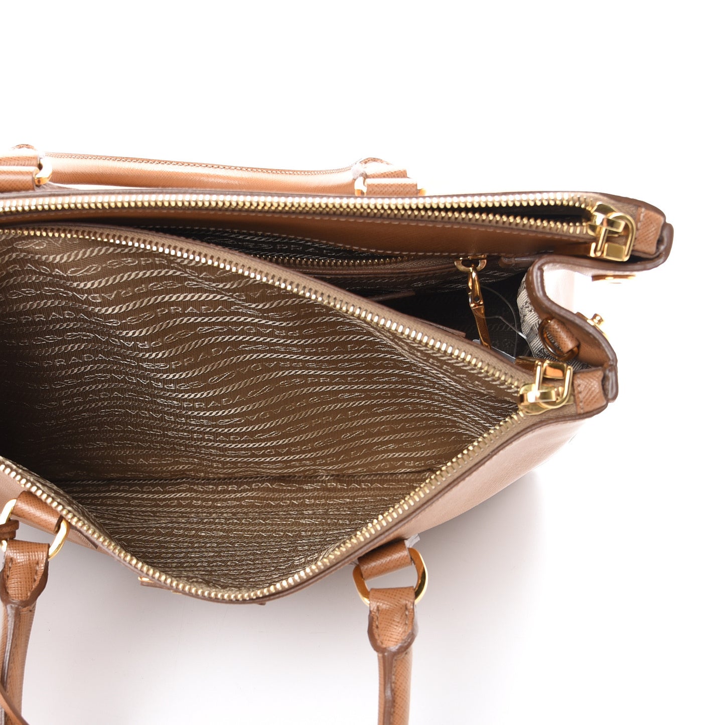 Saffiano Medium Galleria Double Zip Tote Caramel