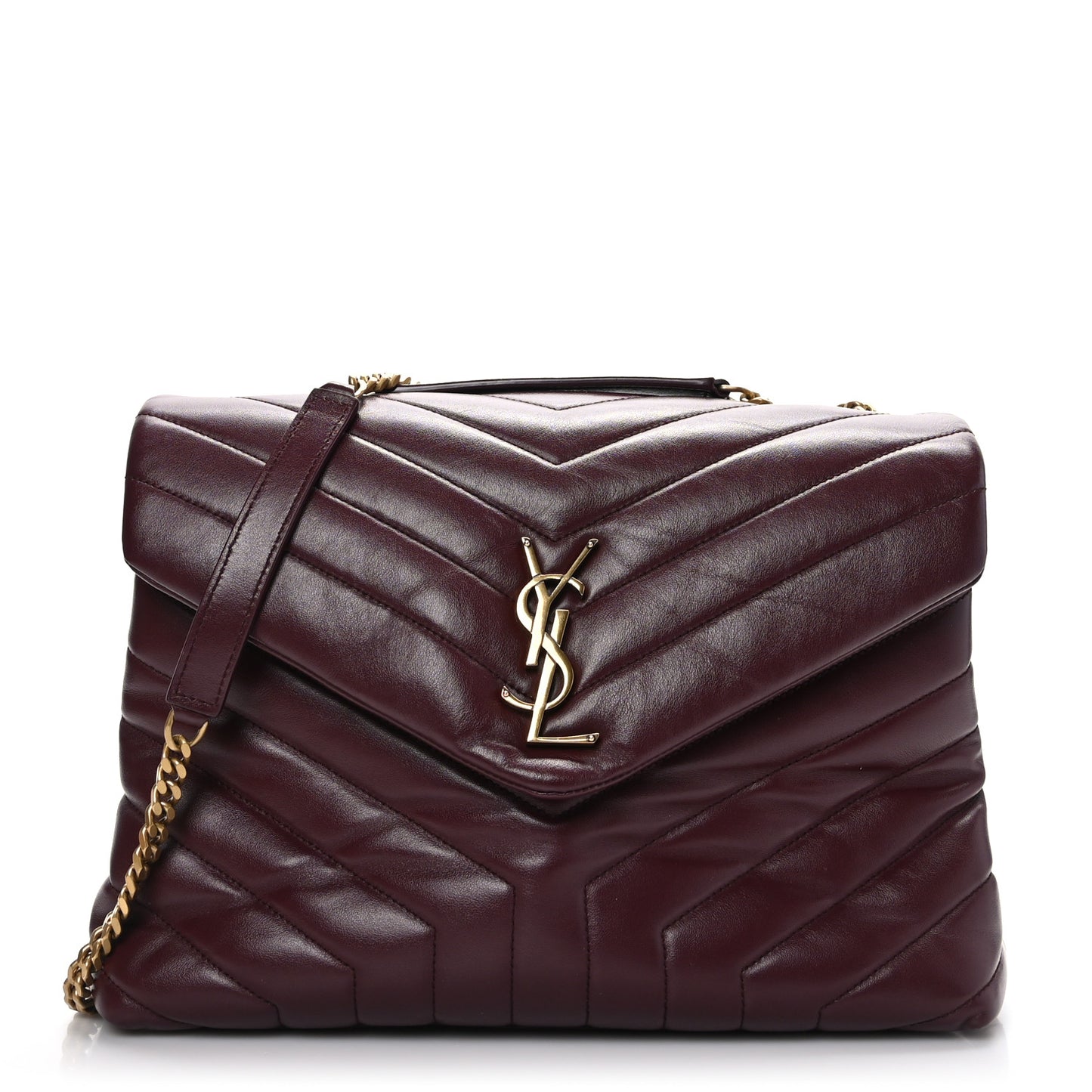 Calfskin Y Quilted Monogram Medium Loulou Chain Satchel Rouge Legion