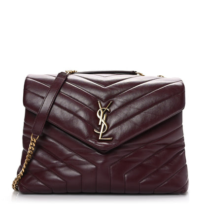 Saint Laurent Calfskin Y Quilted Monogram Medium Loulou Chain Satchel Rouge Legion 1 of 9