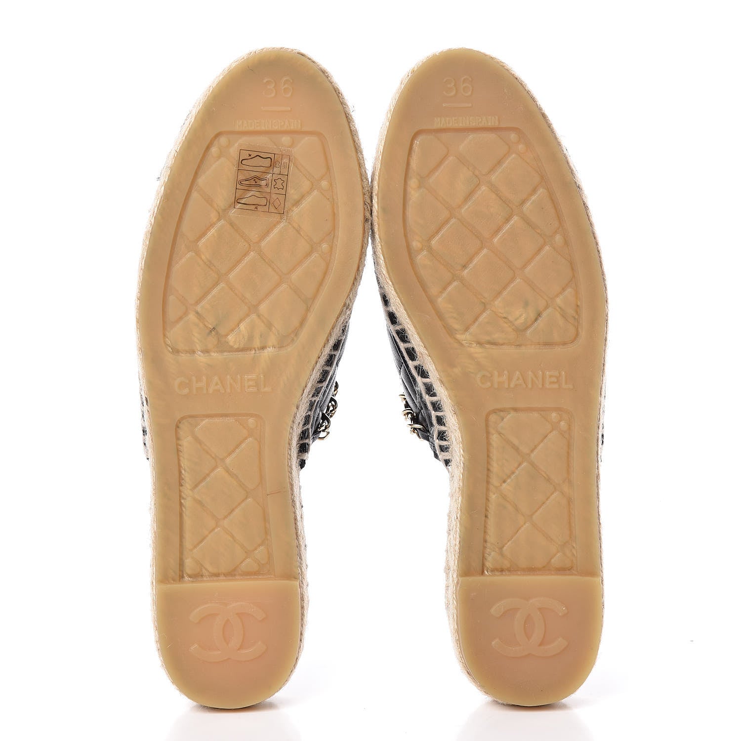 Chanel Lambskin Grosgrain Quilted CC Chain Espadrille Mules 36 Black 5 of 11