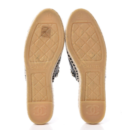 Chanel Lambskin Grosgrain Quilted CC Chain Espadrille Mules 36 Black 5 of 11