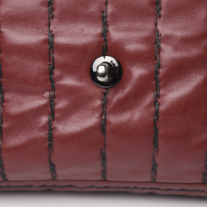 Chanel Lambskin Vertical Stitch Jumbo Single Flap Dark Red 9 of 15