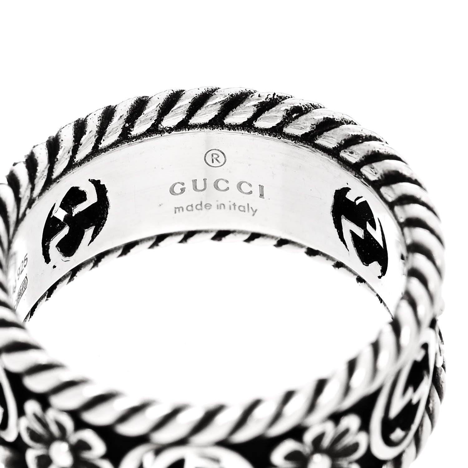 Gucci Sterling Silver Interlocking G Flower Ring 50 5.5 1574889