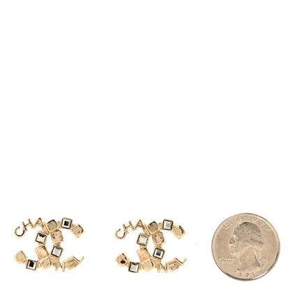 Chanel Baguette Crystal Logo CC Earrings Gold 2 of 5