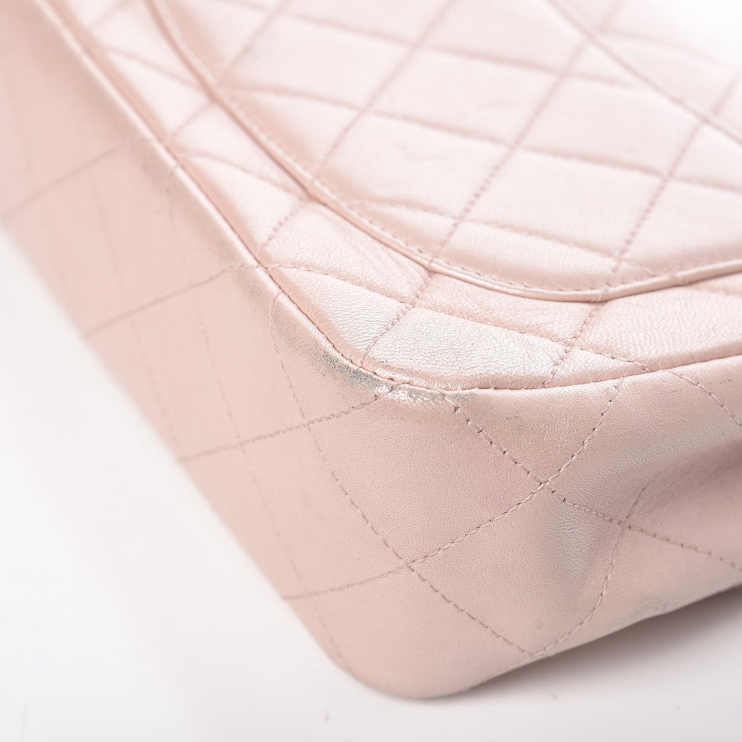 Metallic Lambskin Quilted Extra Mini Flap Light Pink