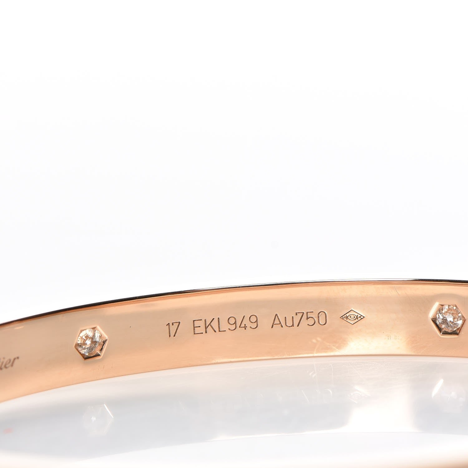 Cartier 18K Pink Gold 4 Diamond LOVE Bracelet 17 6 of 11