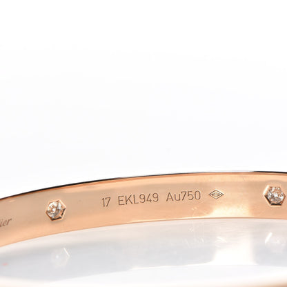 Cartier 18K Pink Gold 4 Diamond LOVE Bracelet 17 6 of 11