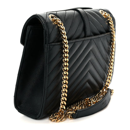 Saint Laurent Grain De Poudre Matelasse Chevron Medium Monogram Satchel Black 3 of 11