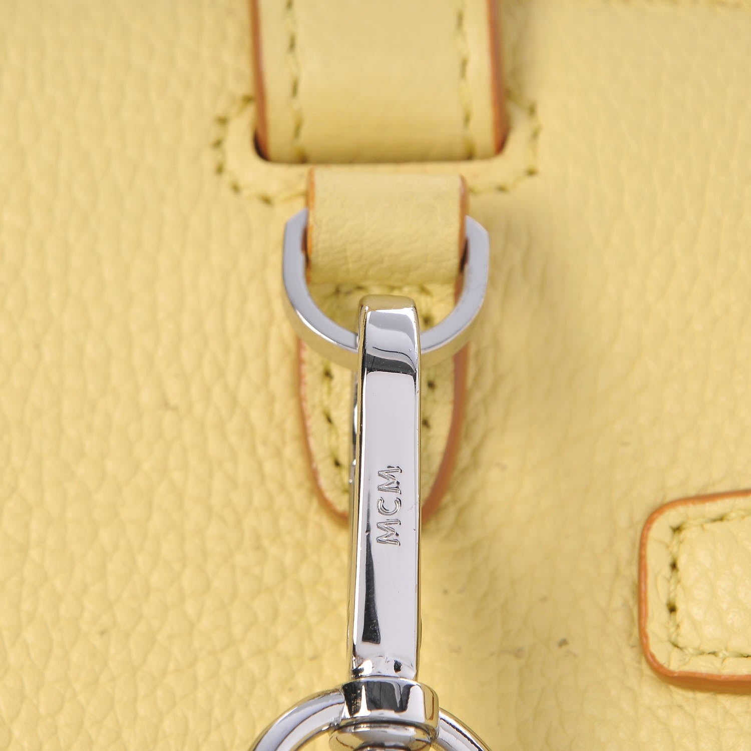MCM Pebbled Calfskin Medium Milla Backpack Custard Yellow 10 of 22