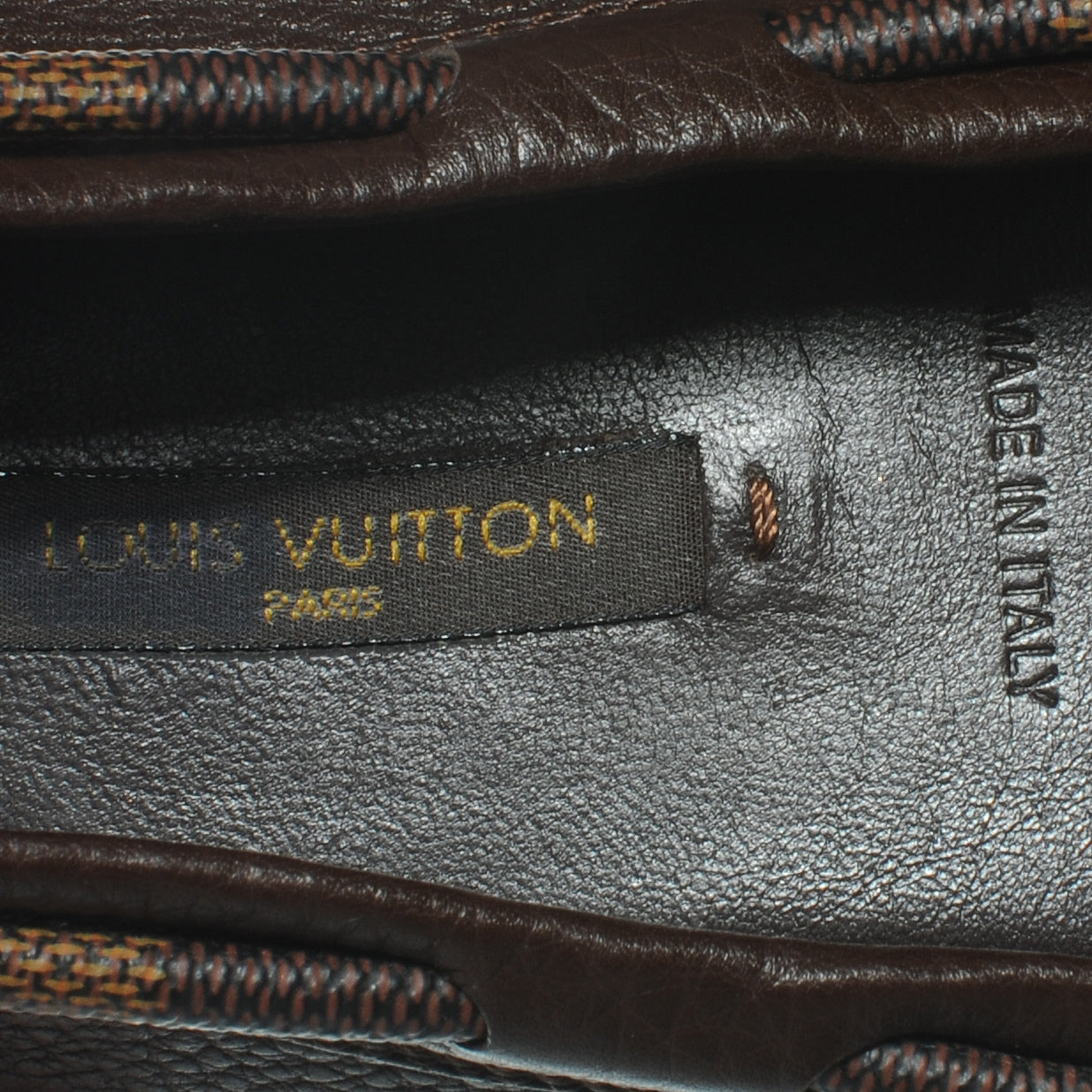 Grained Calfskin Damier Jersey Loafers 38 Brown