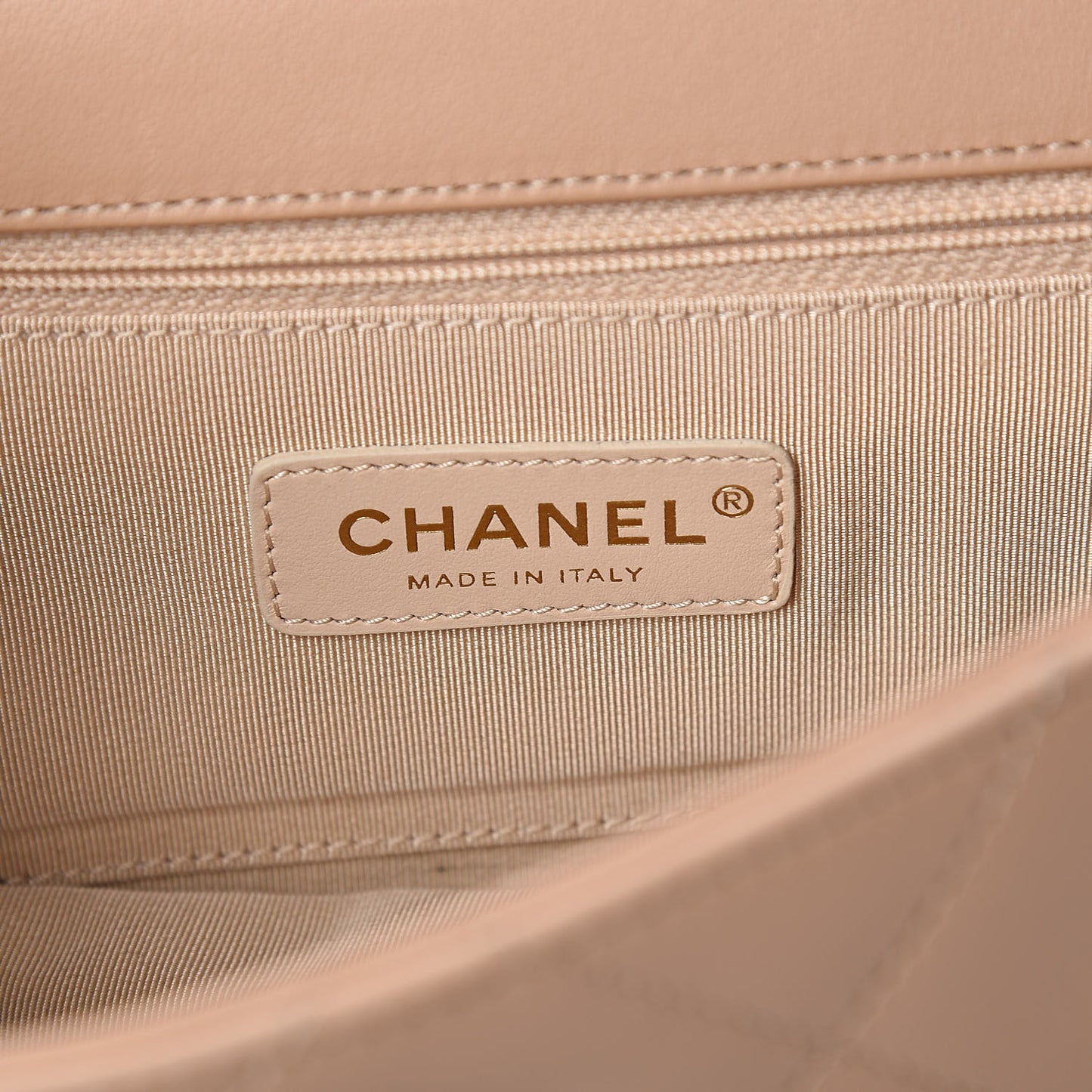 Lambskin Quilted Medium Chain Clutch Flap Beige