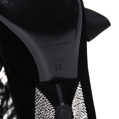 Saint Laurent Velluto Master Crystal Embellished Blaze 45 La Strass Ankle Boots 39 Black 6 of 9
