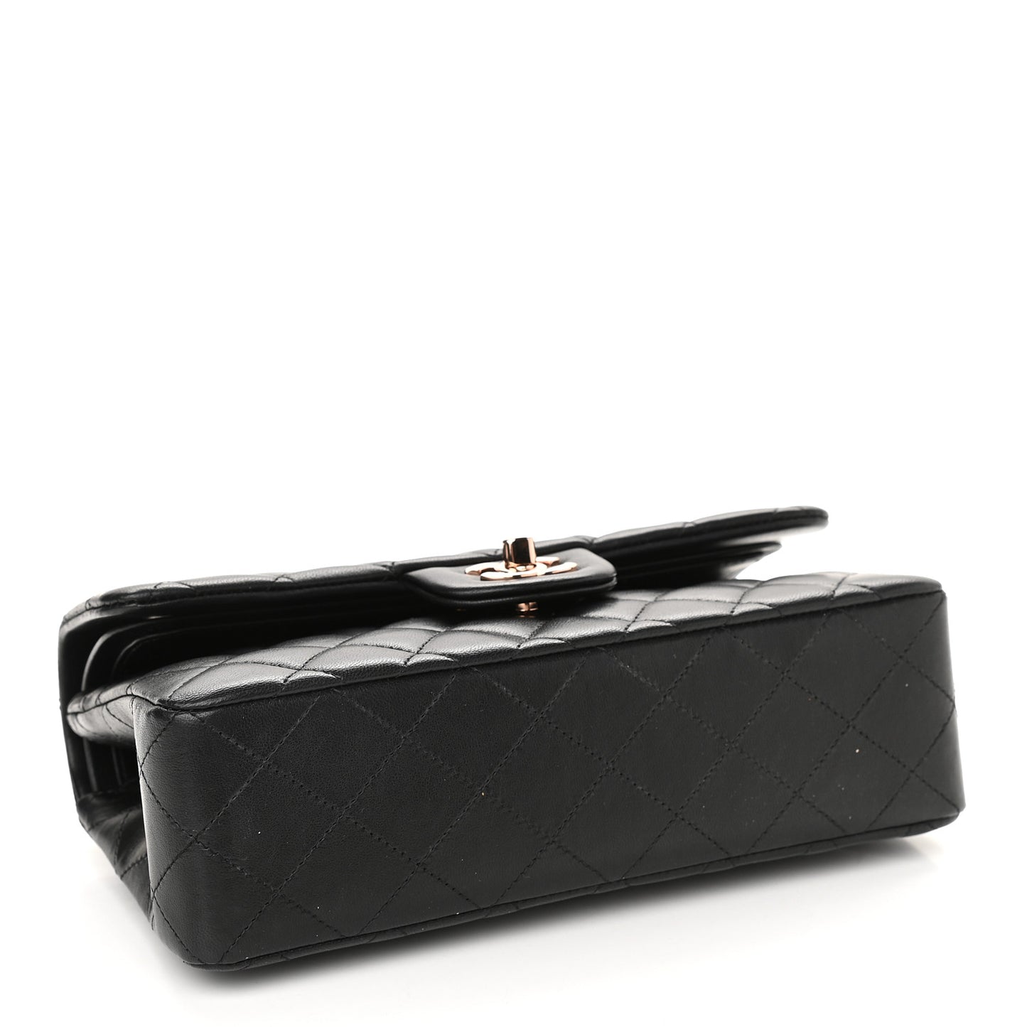 Lambskin Quilted Small Double Flap Black