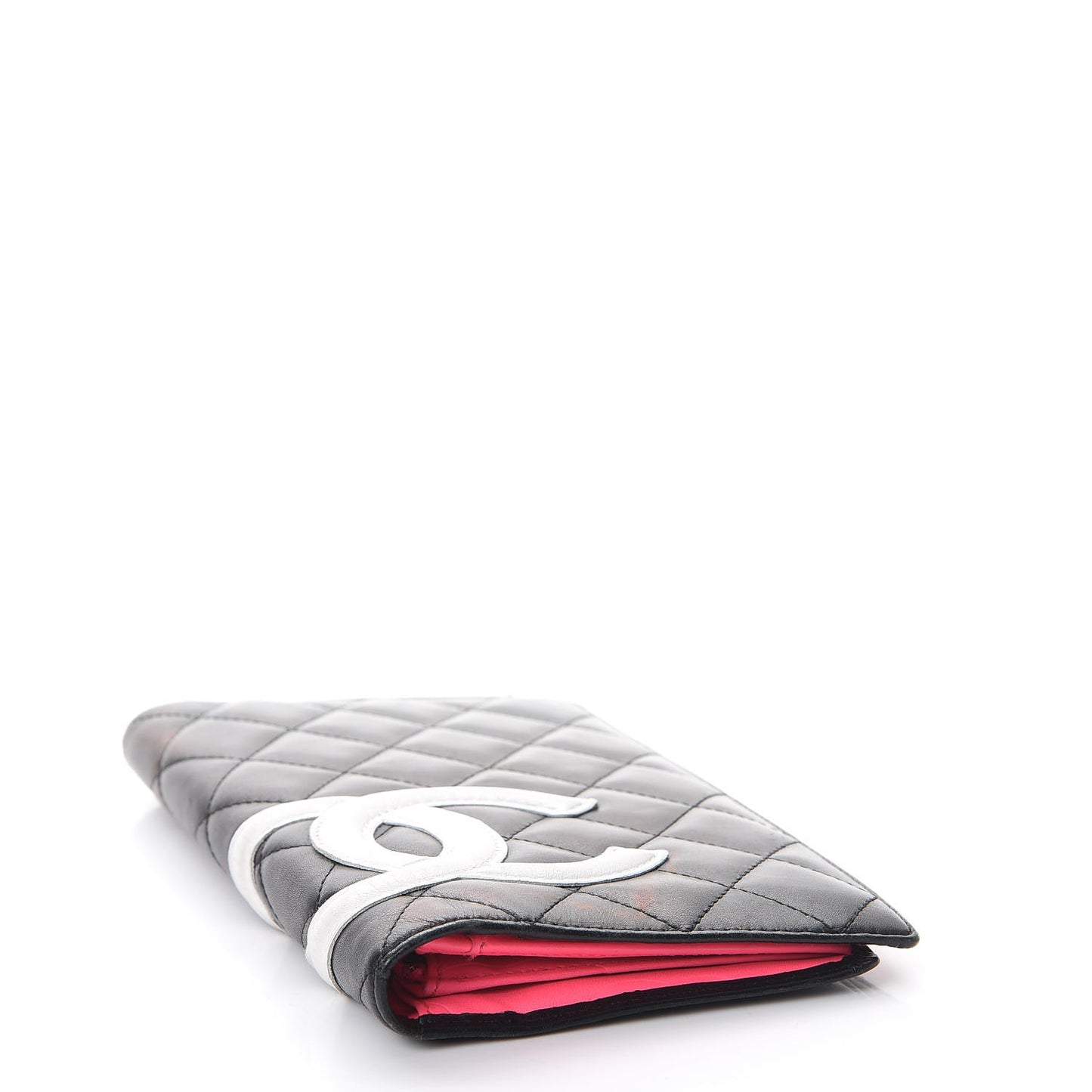 Calfskin Quilted Cambon Yen Wallet Black White