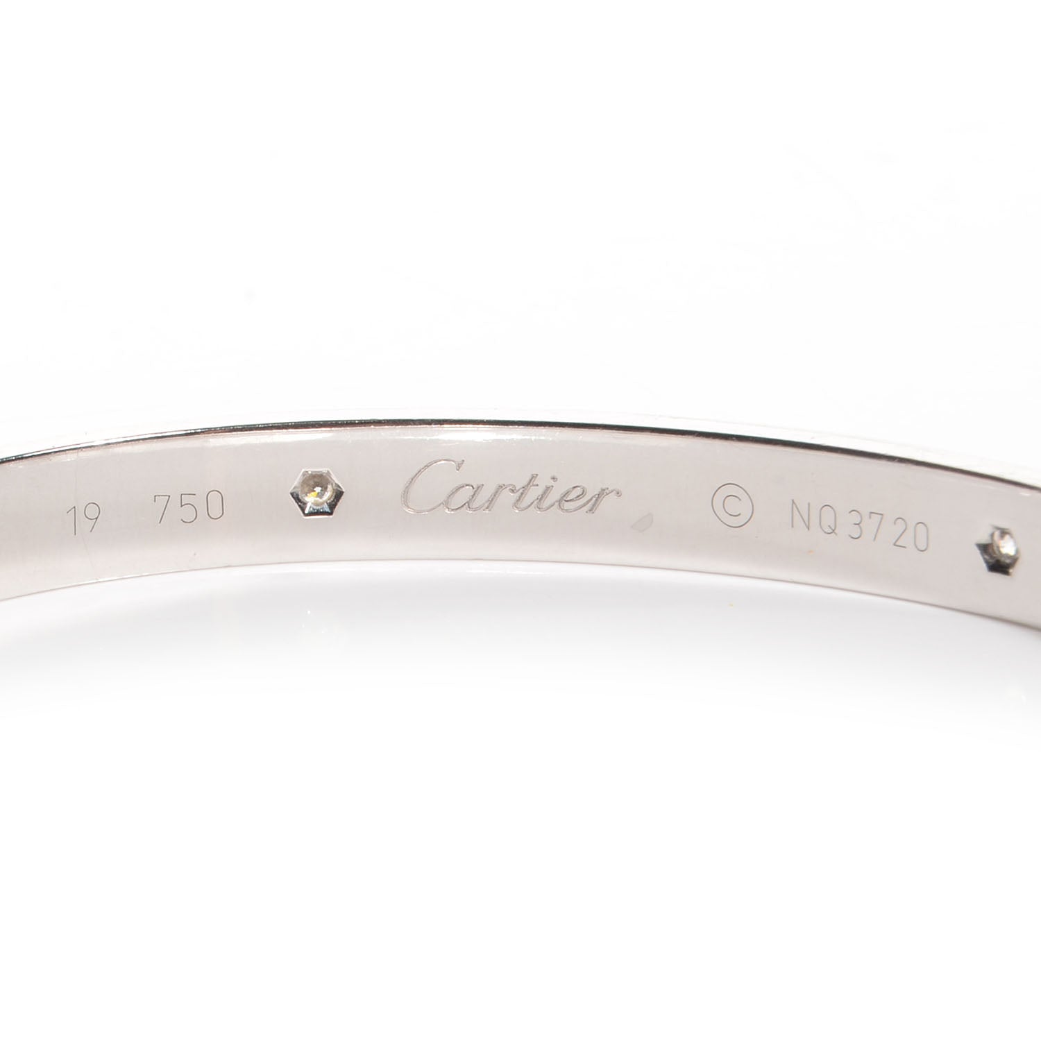 Cartier 18k White Gold 4 Diamond Love Bracelet Size 19 3 of 5