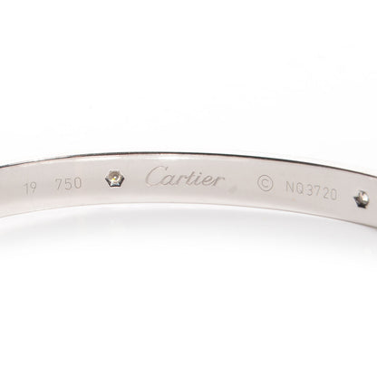 Cartier 18k White Gold 4 Diamond Love Bracelet Size 19 3 of 5