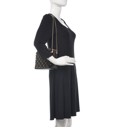 Christian Louboutin Suede Calfskin Spikes Small Triloubi Shoulder Bag Black Multi 2 of 11