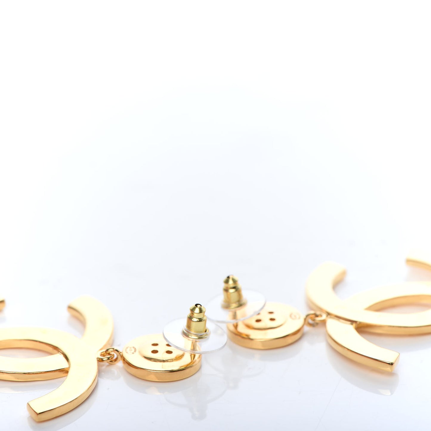 Metal Large Paris Button Earrings Gold