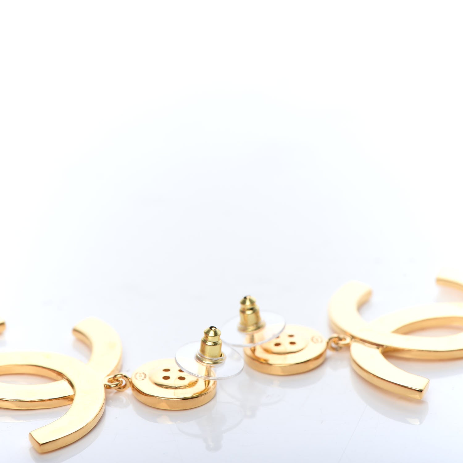 Chanel Metal Large Paris Button Earrings Gold 3 of 5