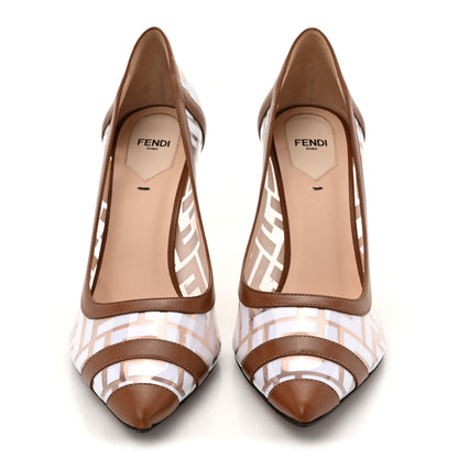 Fendi PVC Calfskin FF Colibri High-Heel Pumps 41 White Cuoio 3 of 8