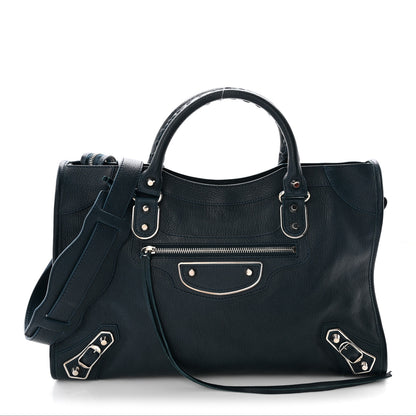 Balenciaga Chevre Silver Metallic Edge Hardware City Bleu Paon 1 of 11
