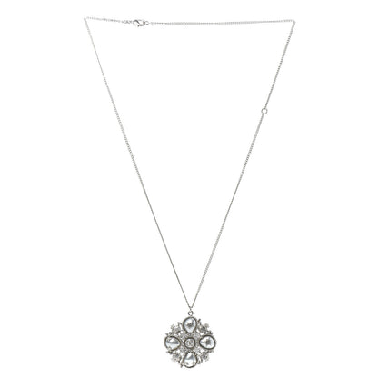 Chanel Crystal Pearl Stars CC Pendant Necklace Silver 3 of 5