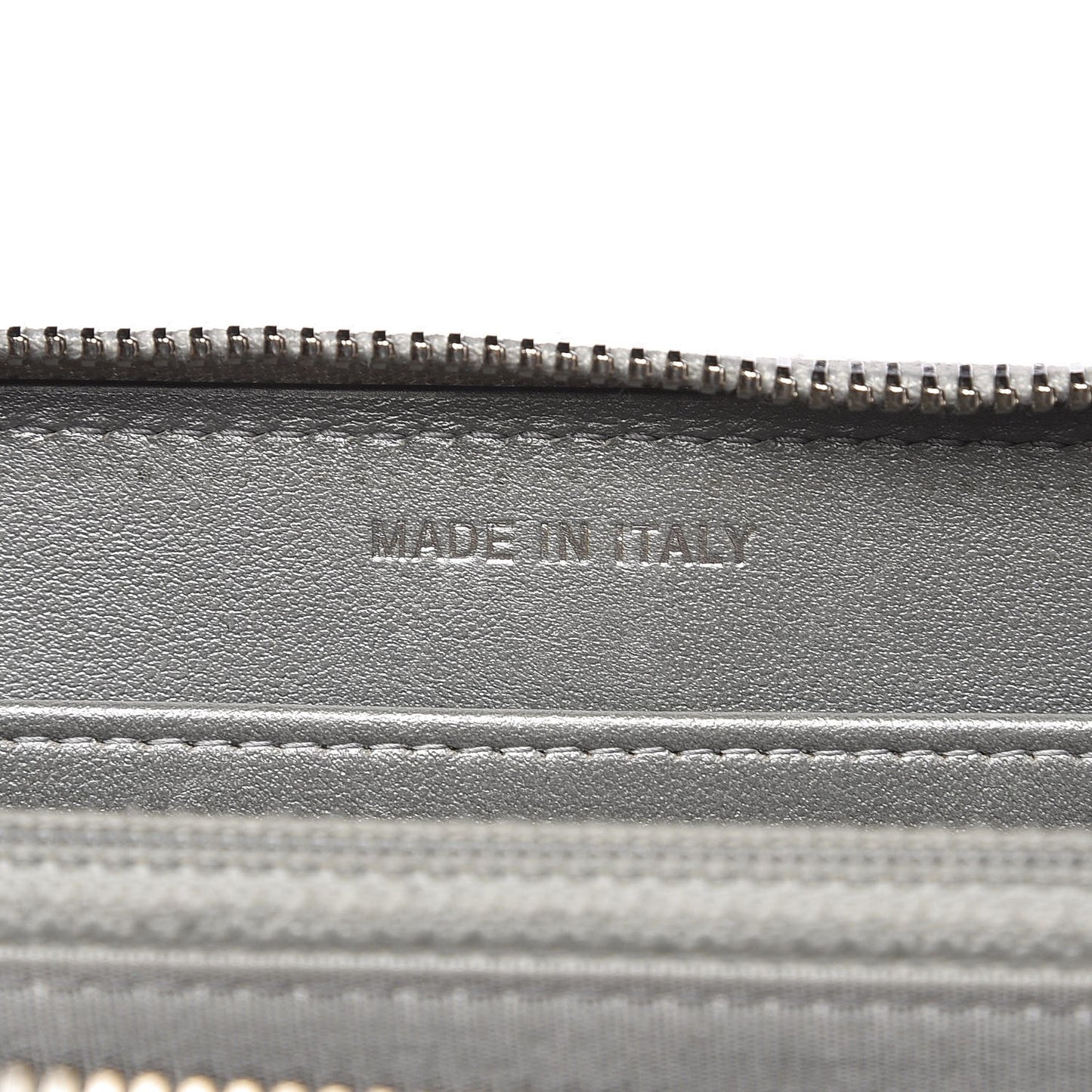 Metallic Calfskin Diamante Camellia Zip Around Wallet Silver