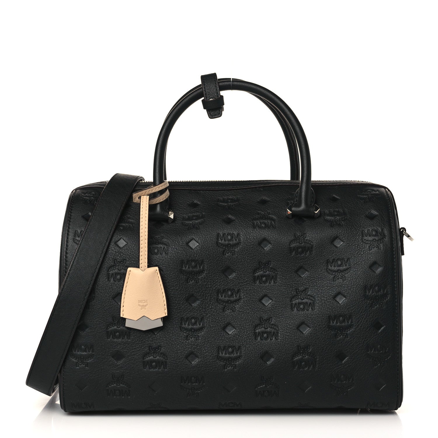 MCM Calfskin Ottomar Monogram Essential Boston Bag Black 1 of 9