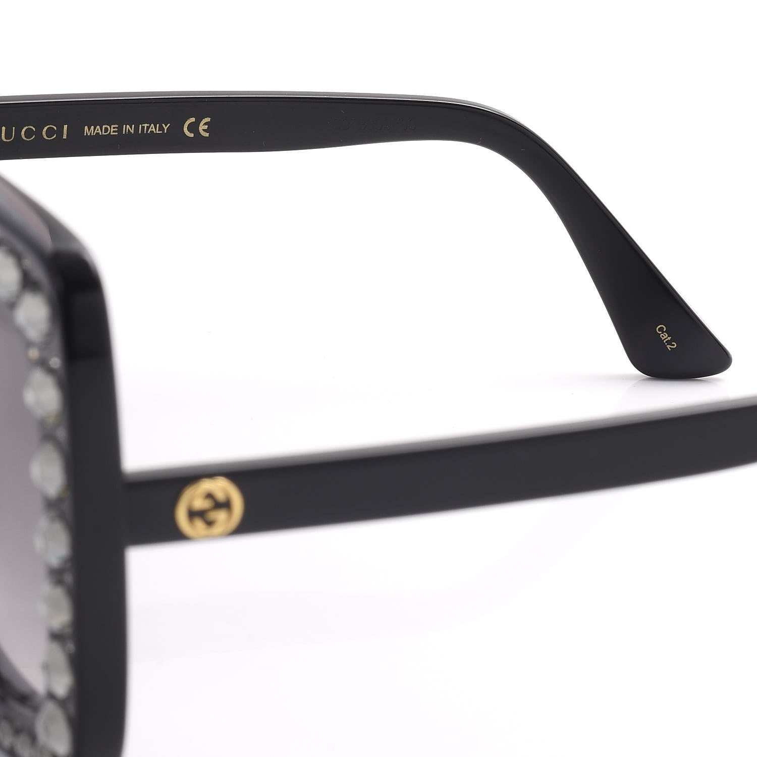 Gucci Acetate Crystal Oversize Sunglasses GG0148S Black 7 of 9