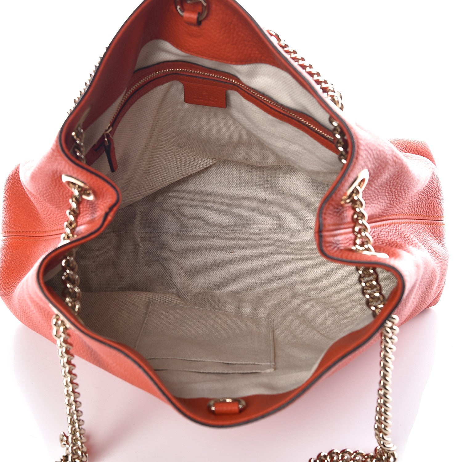 Gucci Pebbled Calfskin Medium Soho Chain Shoulder Bag Sun Orange 5 of 10