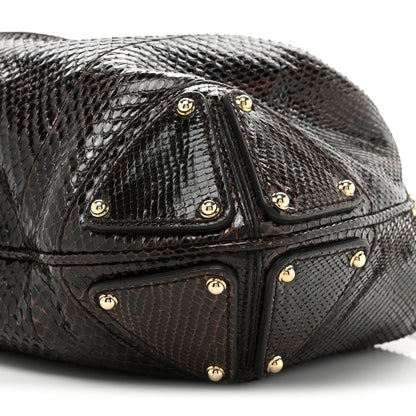 Gucci Snakeskin Medium Indy Top Handle Hobo Brown 8 of 9