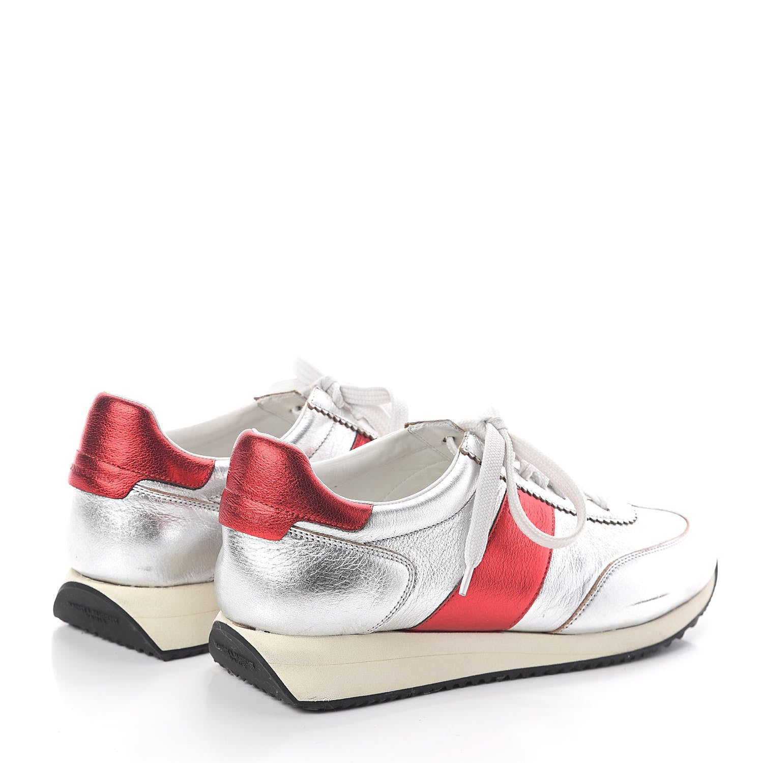 Valentino Garavani Calfskin Sneakers 40 Silver Red 4 of 7