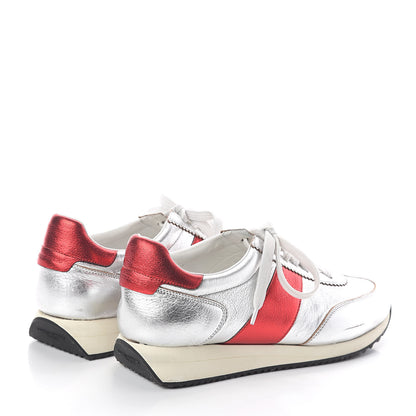 Valentino Garavani Calfskin Sneakers 40 Silver Red 4 of 7