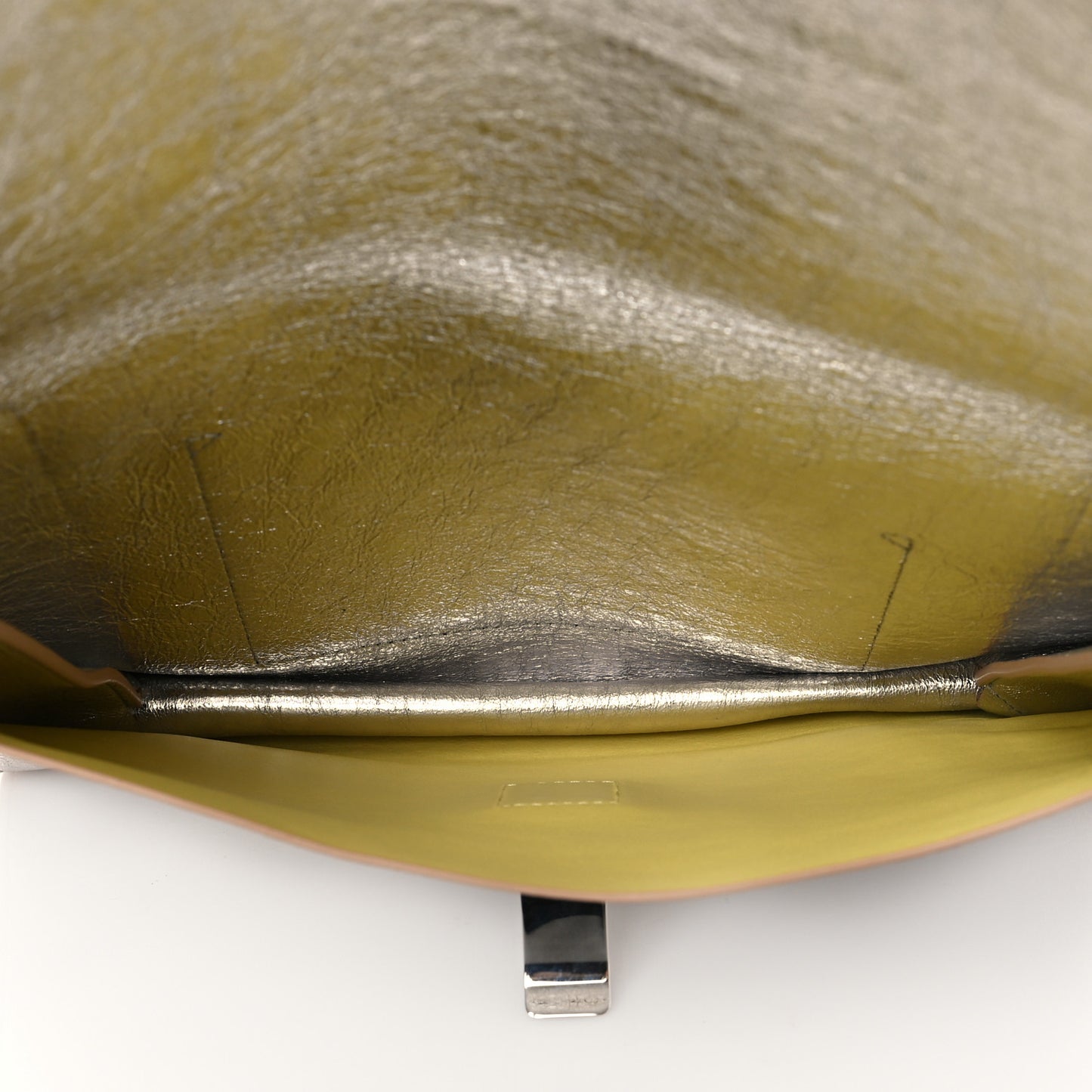 Metallic Lambskin Lunch Bag Clutch Banana Silver