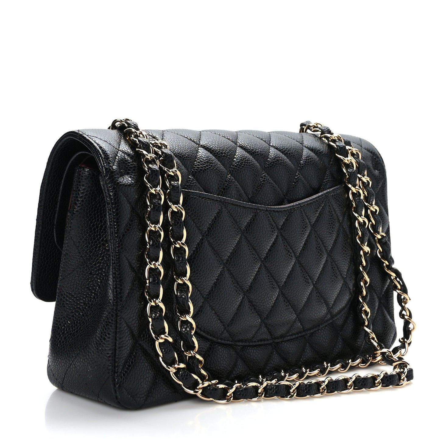 Caviar Quilted Medium Double Flap Black
