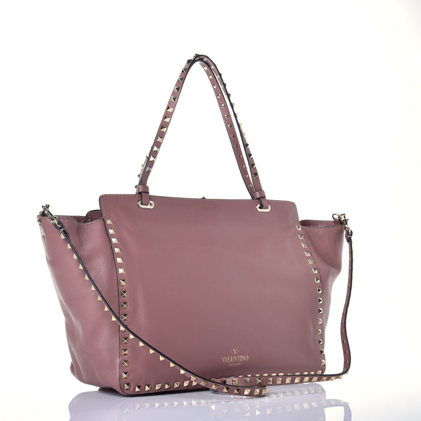 Vitello Medium Rockstud Tote Blush