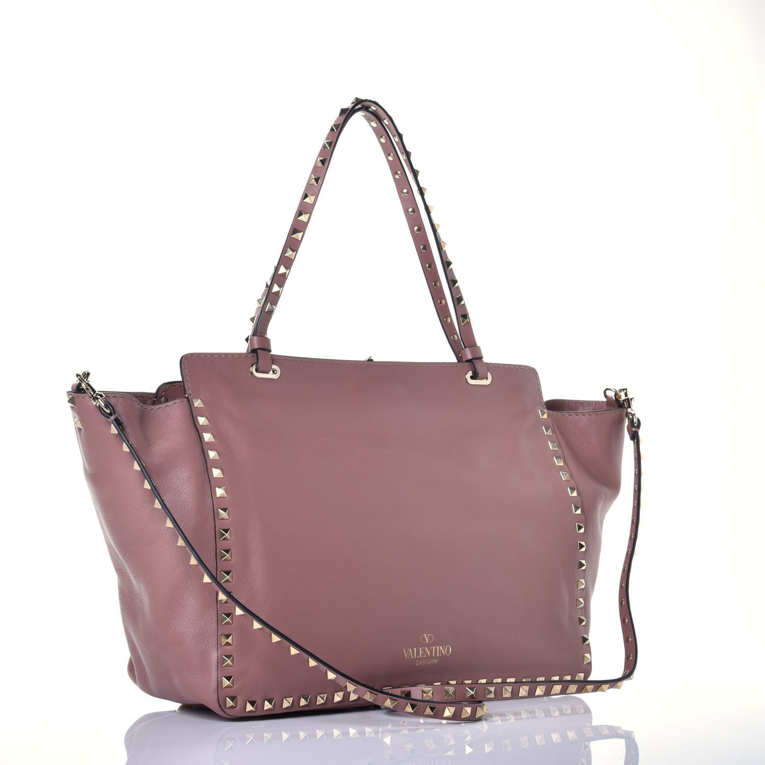Valentino Garavani Vitello Medium Rockstud Tote Blush 4 of 9