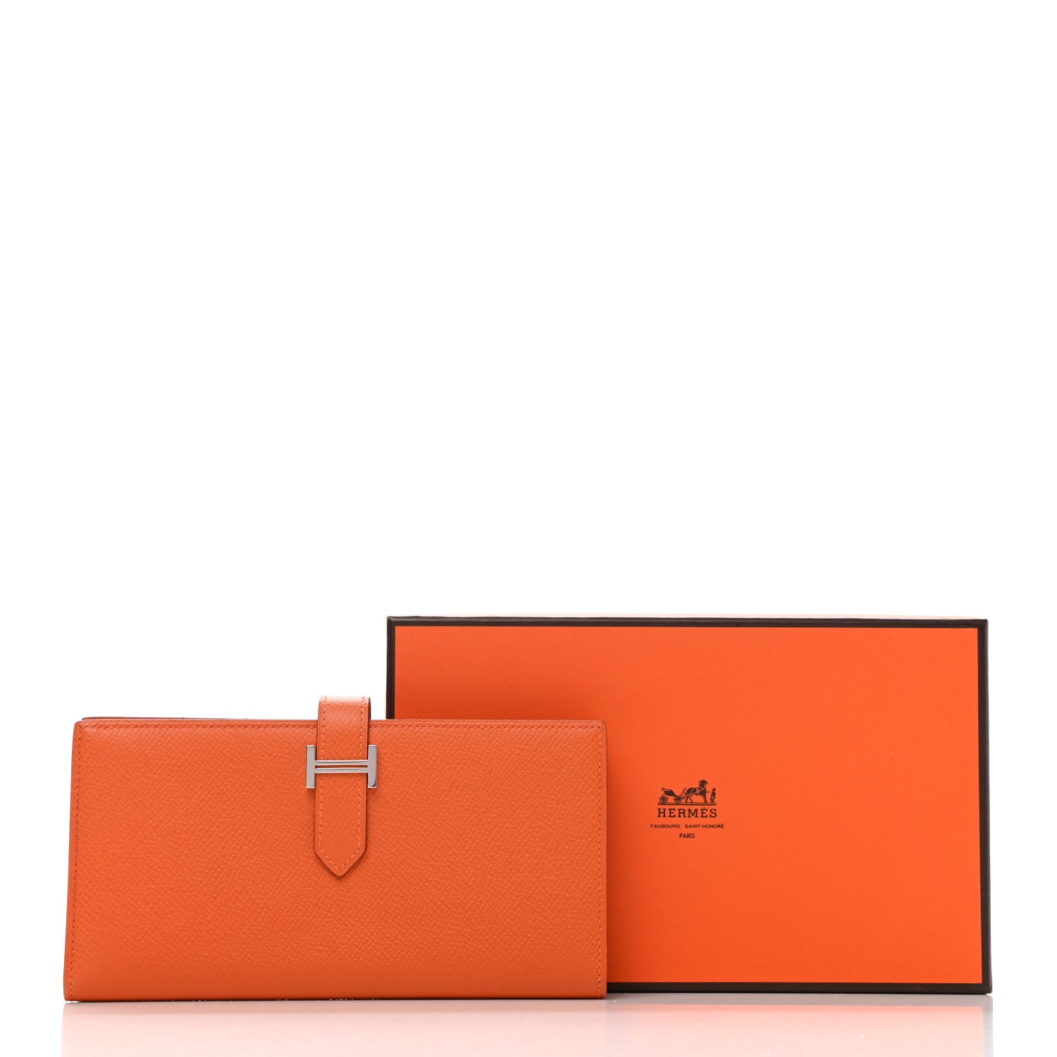 Hermes Epsom Bearn Gusset Wallet Orange 8 of 8