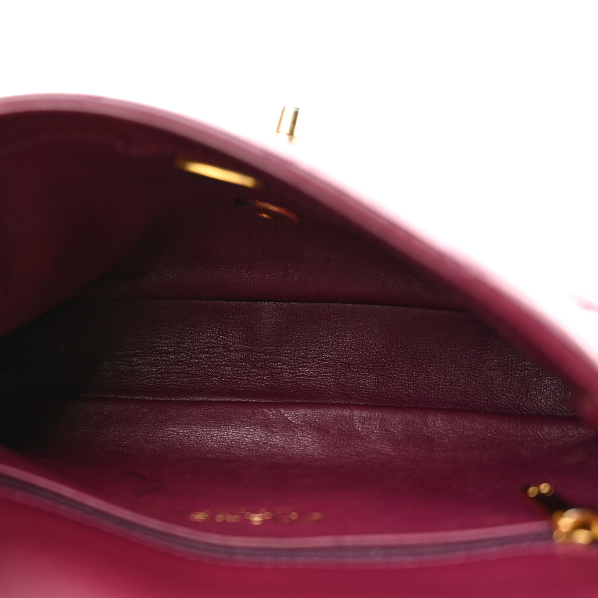 Shiny Lambskin Quilted Golden Links Top Handle Flap Dark Purple