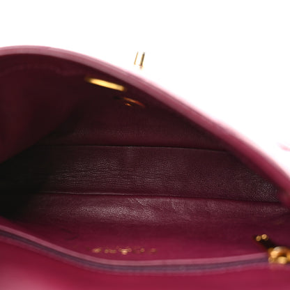 Chanel Shiny Lambskin Quilted Golden Links Top Handle Flap Dark Purple 5 of 13