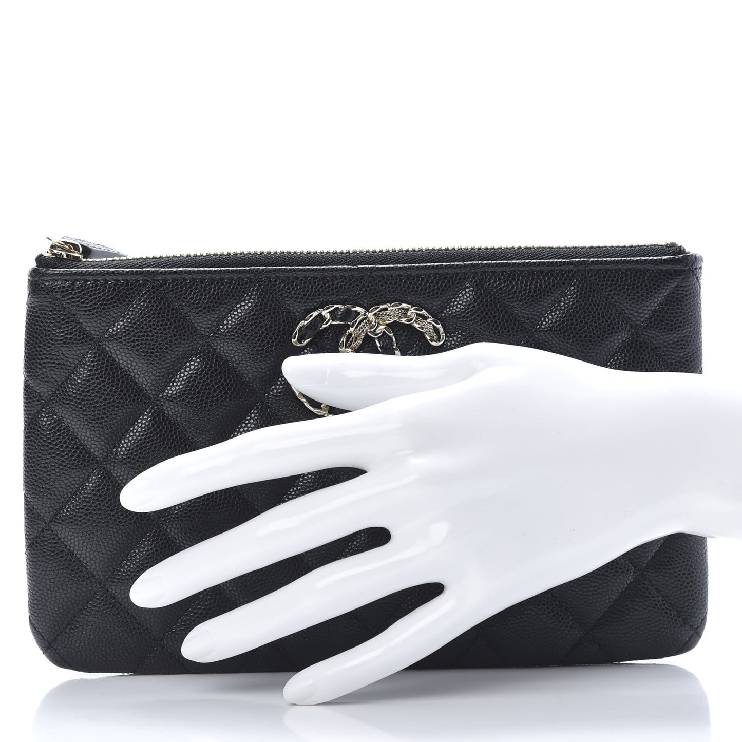 Caviar Quilted French New Wave Small CC Pouch Black