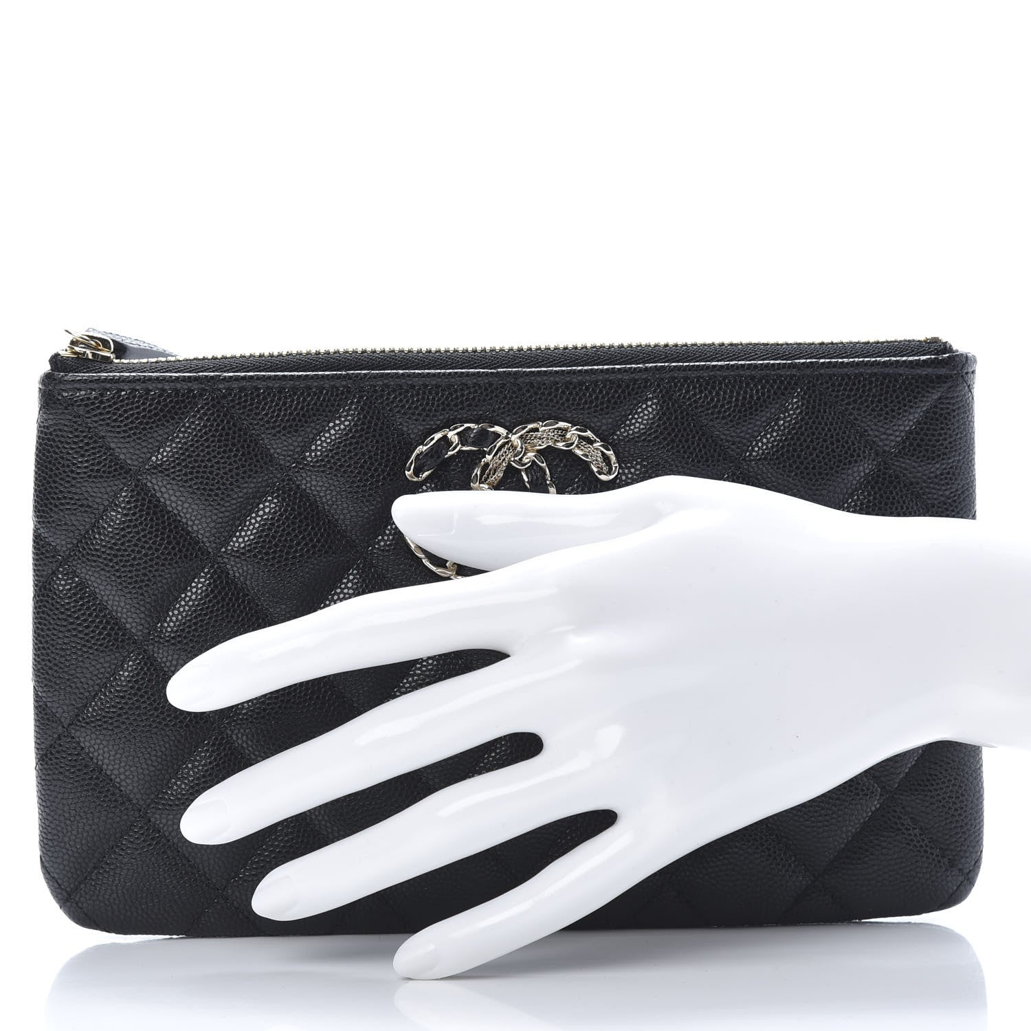 Chanel Caviar Quilted French New Wave Small CC Pouch Black 2 of 8