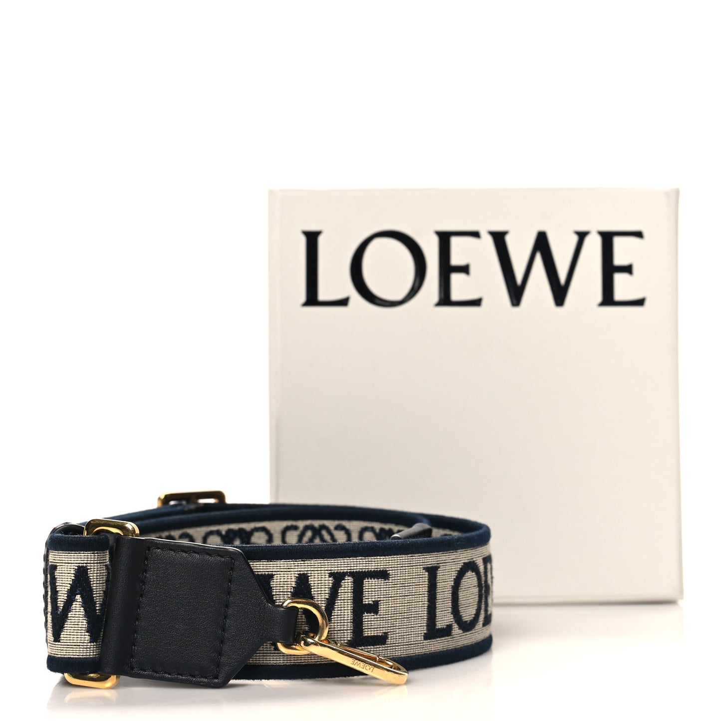 Calfskin Jacquard Anagram Strap Navy Black