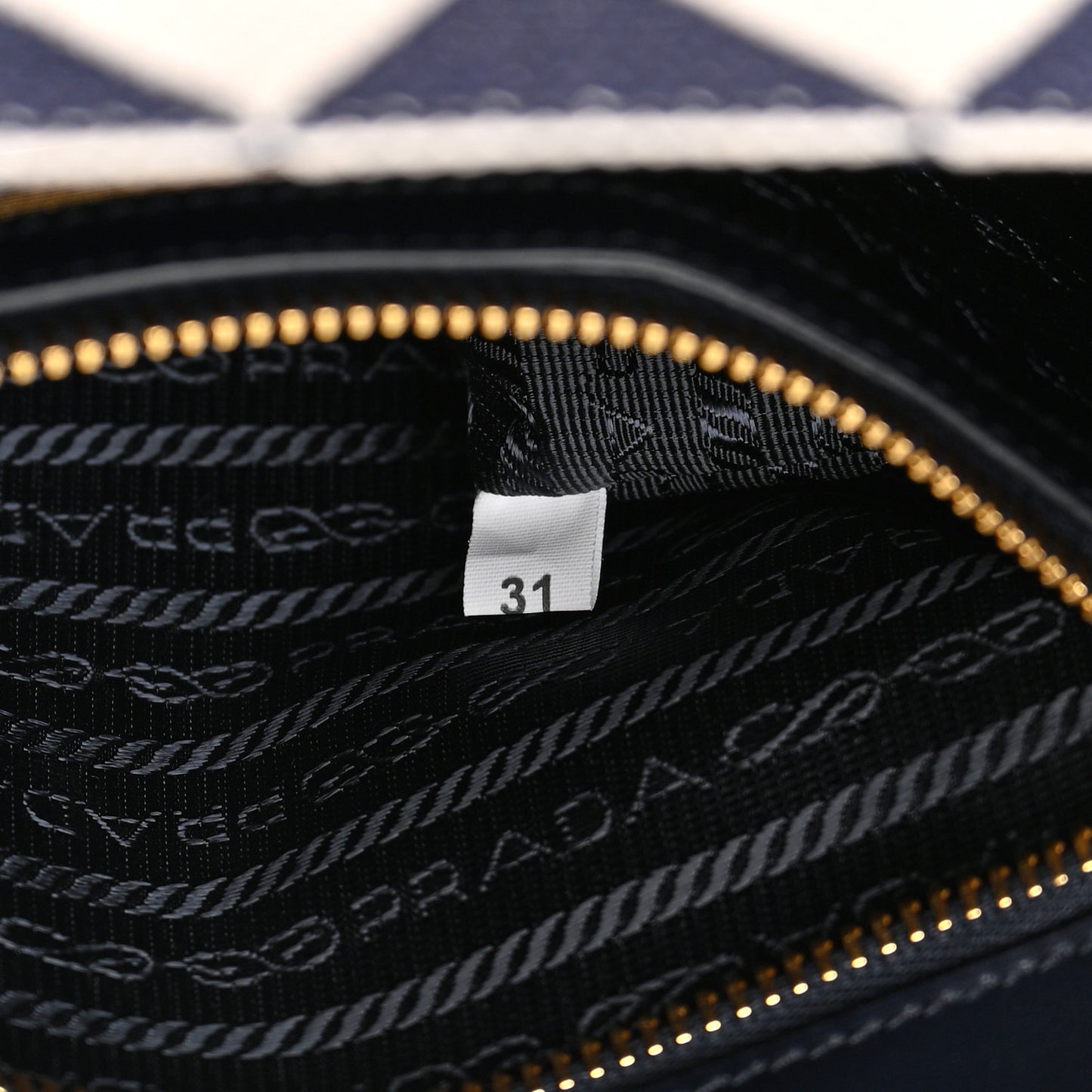 Jacquard Saffiano Triangolo Symbole Embroidered Small Tote Baltico Talco