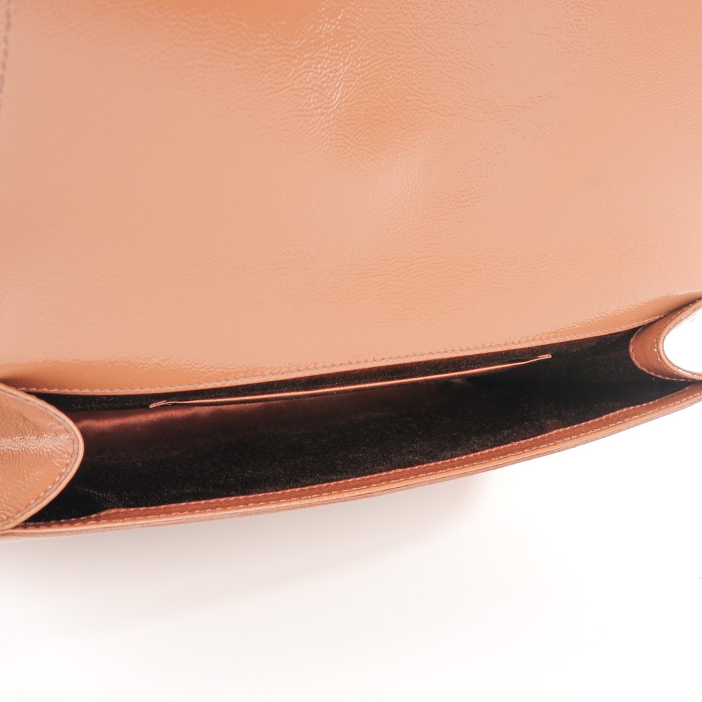 Textured Patent Calfskin Monogram Large Belle De Jour Clutch Nude