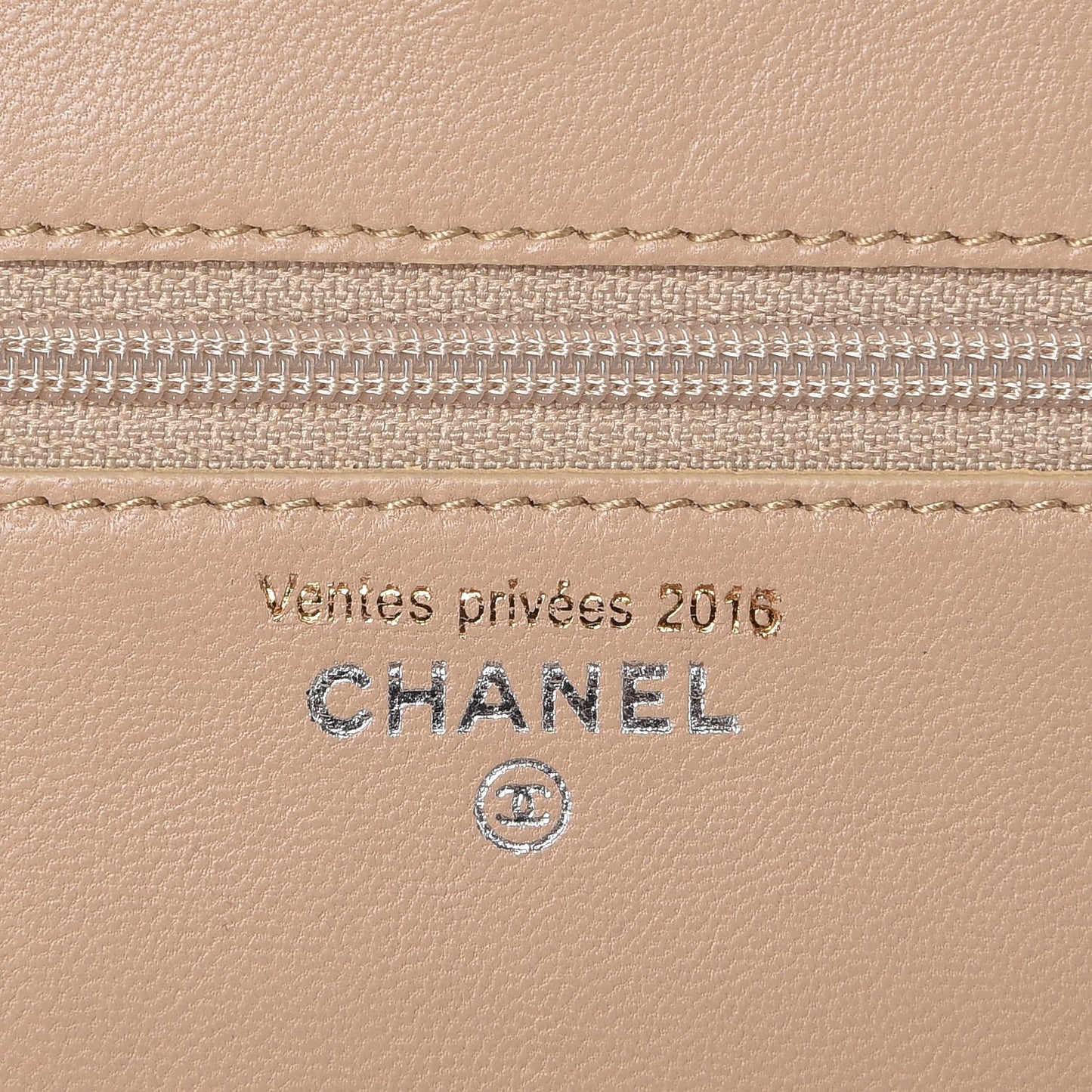 Calfskin Diamond Stitch Wallet On Chain WOC Beige
