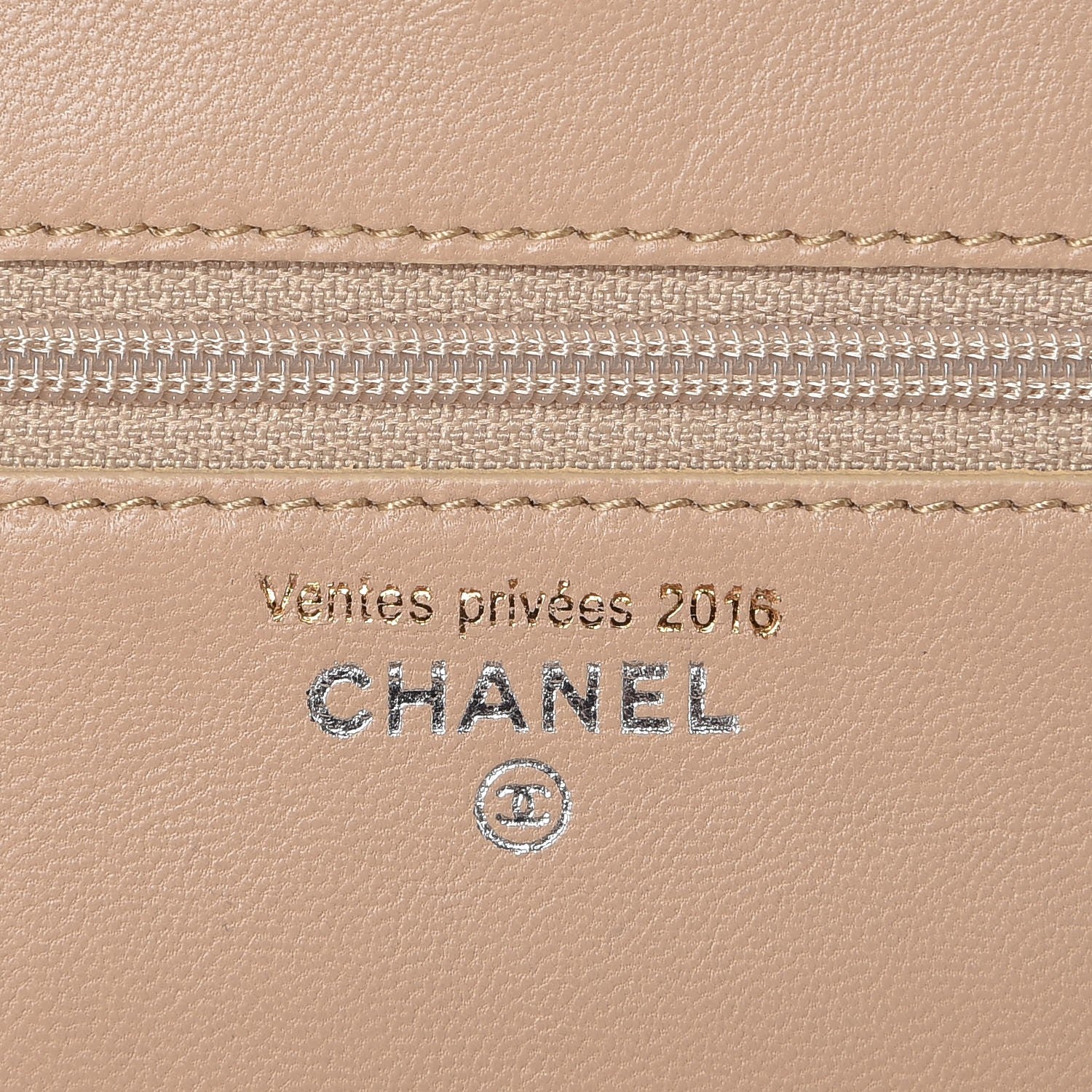 Chanel Calfskin Diamond Stitch Wallet On Chain WOC Beige 6 of 10