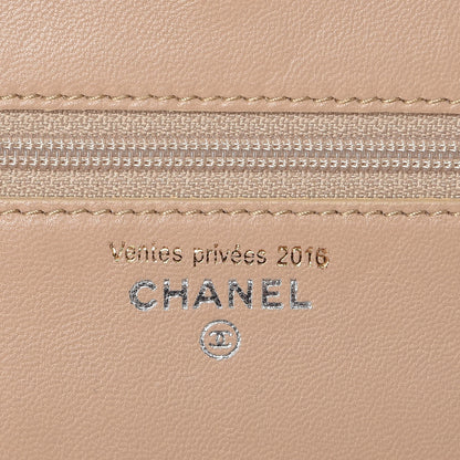Chanel Calfskin Diamond Stitch Wallet On Chain WOC Beige 6 of 10