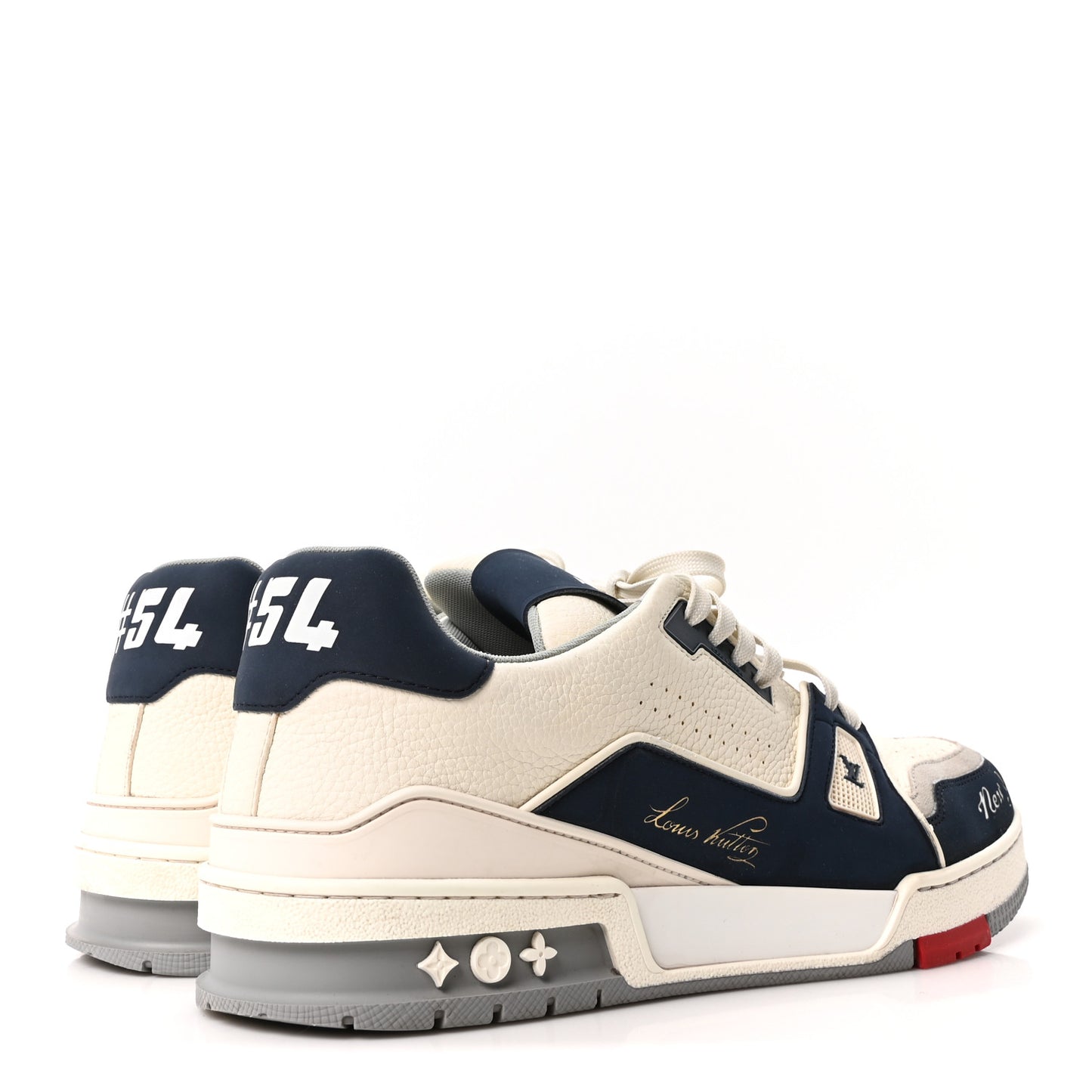 Calfskin Mens New York City of Dreams LV Trainer Maxi Sneakers 11 White Navy